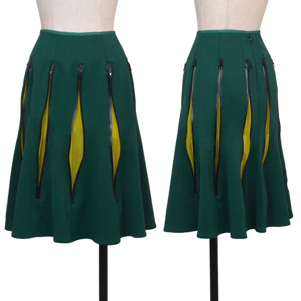 JUNYA WATANABE COMME des GARCONS Poly Zipper Mesh Design Skirt Green S K-174612_001