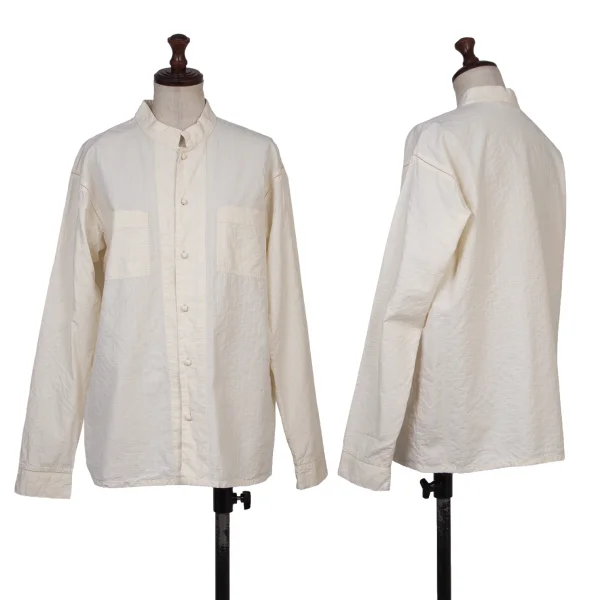 ASHA BY MDS Stitch Stand-Collar Blouse Ivory M K-174614_001