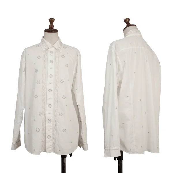 ISSEY MIYAKE HaaT Dot Floral Embroidery Long Sleeve Shirt White 2 K-174617_001