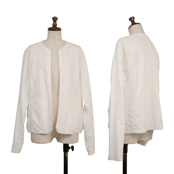 ISSEY MIYAKE HaaT Embroidery Cotton Collarless Jacket White L K-174618_001