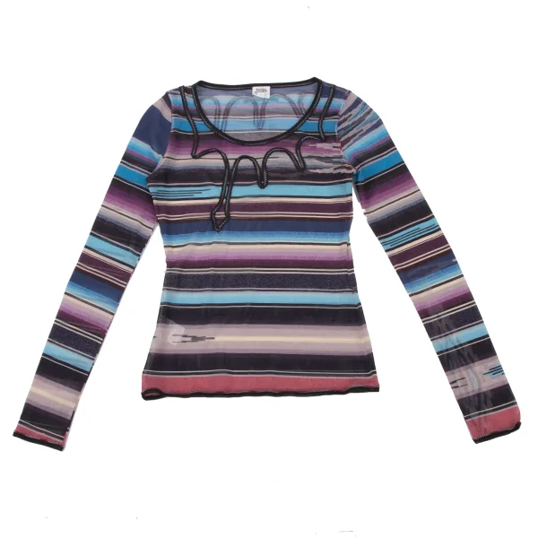 Jean Paul GAULTIER FEMME Taping Design Mesh Striped Top K-174623_002