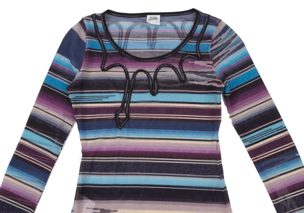 Jean Paul GAULTIER FEMME Taping Design Mesh Striped Top K-174623_003