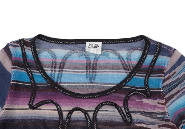 Jean Paul GAULTIER FEMME Taping Design Mesh Striped Top K-174623_004