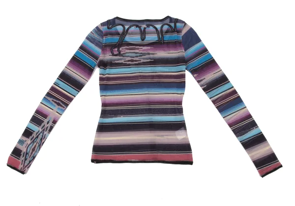 Jean Paul GAULTIER FEMME Taping Design Mesh Striped Top K-174623_010