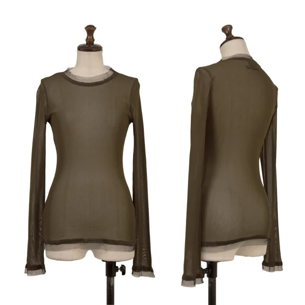 Jean Paul GAULTIER FEMME Switching Design Mesh Top Brown 40 K-174626_001