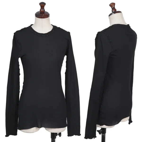 Jean Paul GAULTIER FEMME Piping Design Mesh Top Black 40 K-174627_001