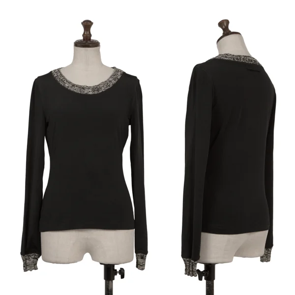 Jean Paul GAULTIER FEMME Stretch Knit Switching Top Black 40 K-174628_001
