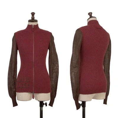 Jean Paul GAULTIER FEMME Logo Weave Sleeve Switching Zip-up Knit Top