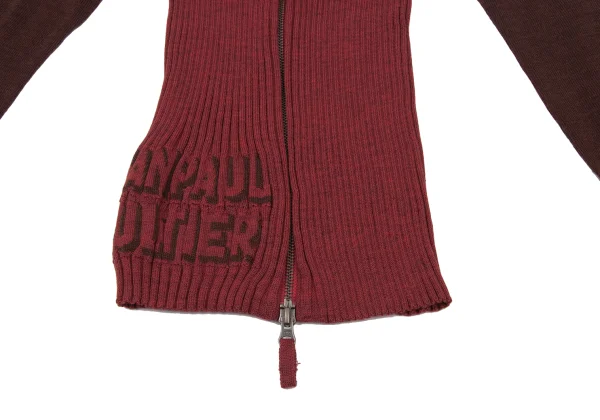 Jean Paul GAULTIER FEMME Logo Weave Sleeve Switching Zip-up Knit Top K-174630_006