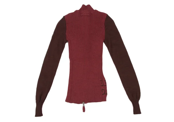 Jean Paul GAULTIER FEMME Logo Weave Sleeve Switching Zip-up Knit Top K-174630_010