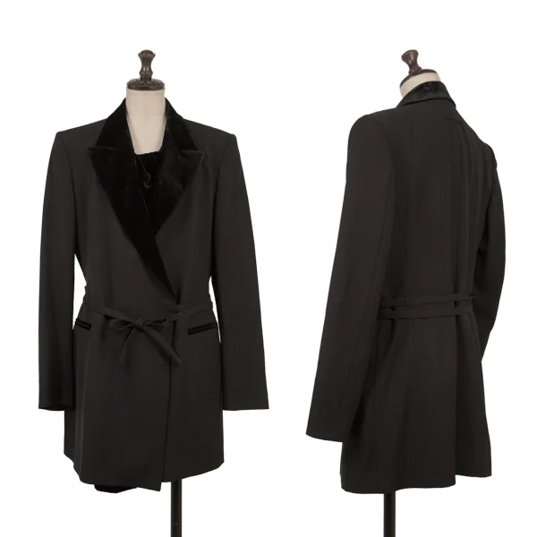 Jean Paul GAULTIER FEMME Wool Velour Switching Detachable Jacket Black 42 K-174631_001