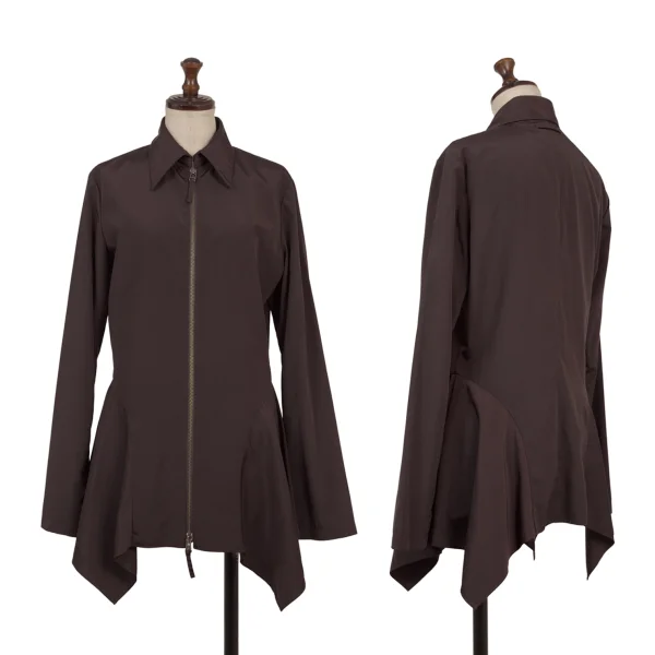 Jean Paul GAULTIER FEMME Poly Hem Switching Double Zip Jacket Bordeaux 40 K-174632_001