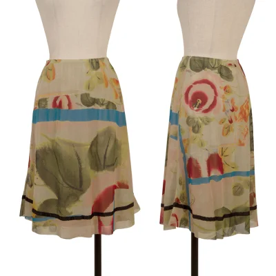 Jean Paul GAULTIER FEMME Watercolor Floral Print Mesh Skirt