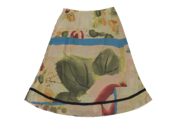 Jean Paul GAULTIER FEMME Watercolor Floral Print Mesh Skirt K-174635_002