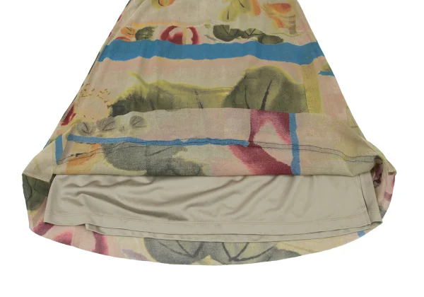 Jean Paul GAULTIER FEMME Watercolor Floral Print Mesh Skirt K-174635_007