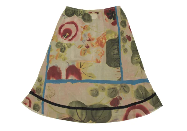 Jean Paul GAULTIER FEMME Watercolor Floral Print Mesh Skirt K-174635_010