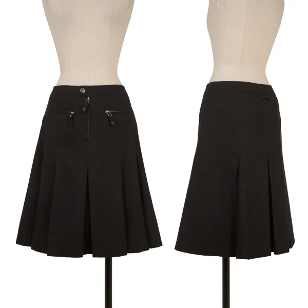 Jean Paul GAULTIER FEMME Cashmere Blend Wool Pleats Zip Pocket Skirt Black 40 K-174636_001