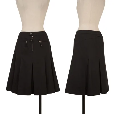 Jean Paul GAULTIER FEMME Cashmere Blend Wool Pleats Zip Pocket Skirt