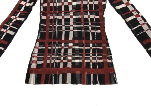 Jean Paul GAULTIER MAILLE FEMME Drawing Check-Print Mesh Top K-174639_006