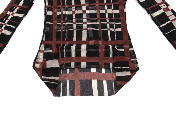 Jean Paul GAULTIER MAILLE FEMME Drawing Check-Print Mesh Top K-174639_007