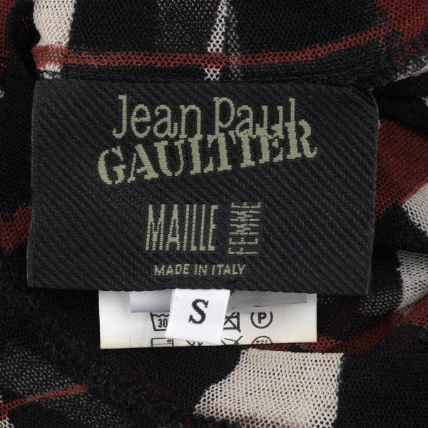 Jean Paul GAULTIER MAILLE FEMME Drawing Check-Print Mesh Top K-174639_015