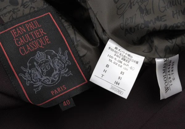 Jean Paul GAULTIER CLASSIQUE Wool Lettering Print Lining Long Coat K-174641_019
