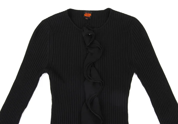 Jean Paul GAULTIER Wool Frill Switching Rib Knit Cardigan K-174644_003