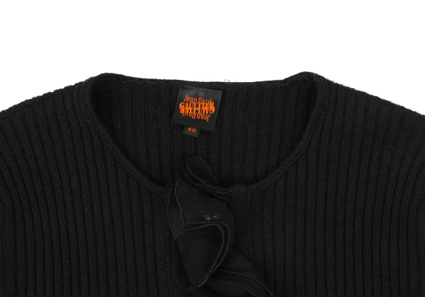 Jean Paul GAULTIER Wool Frill Switching Rib Knit Cardigan K-174644_004