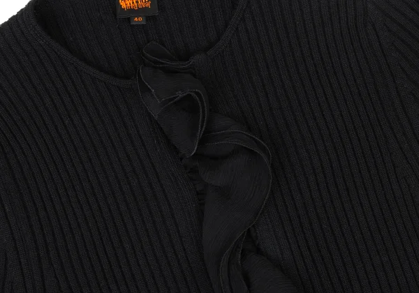 Jean Paul GAULTIER Wool Frill Switching Rib Knit Cardigan K-174644_005