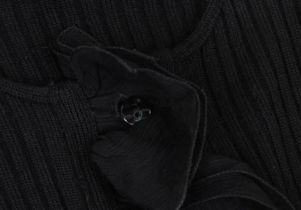Jean Paul GAULTIER Wool Frill Switching Rib Knit Cardigan K-174644_006