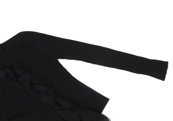 Jean Paul GAULTIER Wool Frill Switching Rib Knit Cardigan K-174644_007
