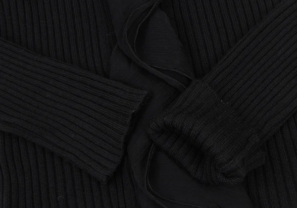 Jean Paul GAULTIER Wool Frill Switching Rib Knit Cardigan K-174644_008