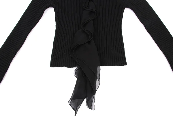 Jean Paul GAULTIER Wool Frill Switching Rib Knit Cardigan K-174644_009