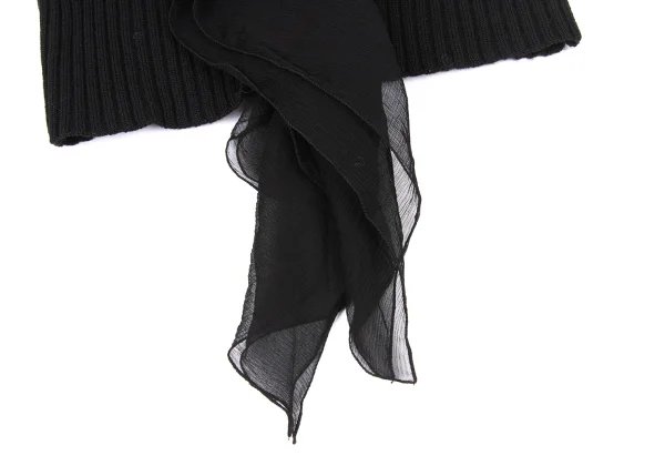 Jean Paul GAULTIER Wool Frill Switching Rib Knit Cardigan K-174644_010