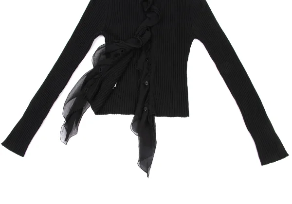 Jean Paul GAULTIER Wool Frill Switching Rib Knit Cardigan K-174644_011