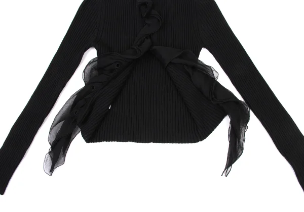 Jean Paul GAULTIER Wool Frill Switching Rib Knit Cardigan K-174644_012