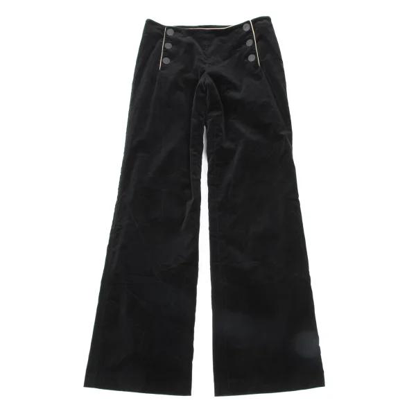 Jean Paul GAULTIER Velour Piped Sailor Flare Pants Black 40 K-174646_001