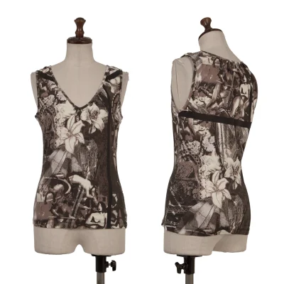 Jean Paul GAULTIER Art Print V-neck Sleeveless Top