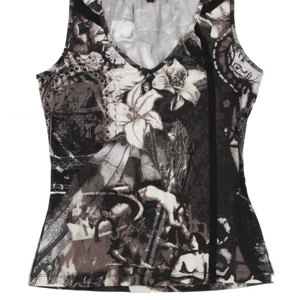 Jean Paul GAULTIER Art Print V-neck Sleeveless Top K-174650_005