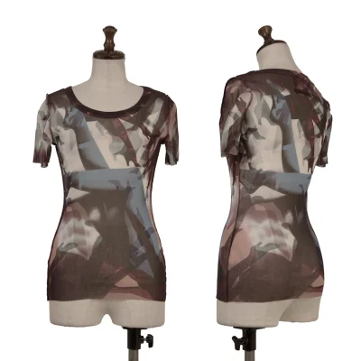 JPG by GAULTIER Graphic Leg Print Mesh T-shirt