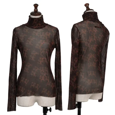 JPG by GAULTIER Damask Pattern Turtleneck Mesh Top