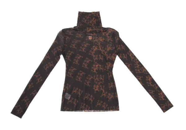JPG by GAULTIER Damask Pattern Turtleneck Mesh Top K-174653_002