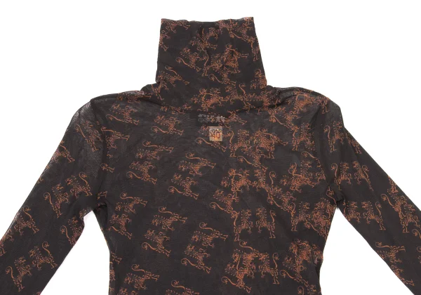 JPG by GAULTIER Damask Pattern Turtleneck Mesh Top K-174653_003