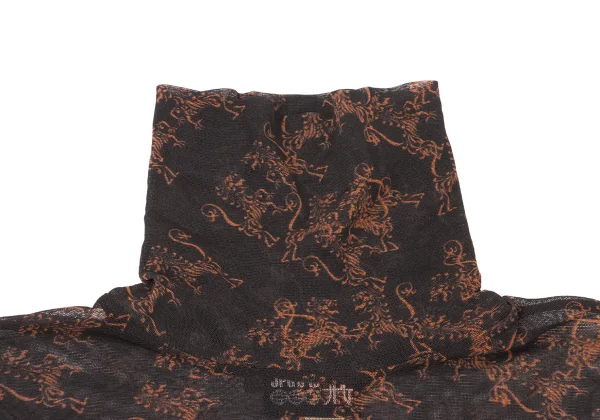 JPG by GAULTIER Damask Pattern Turtleneck Mesh Top K-174653_004