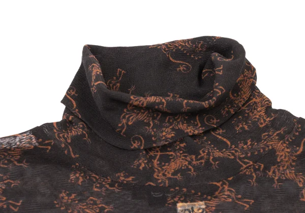 JPG by GAULTIER Damask Pattern Turtleneck Mesh Top K-174653_005