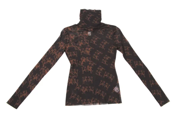 JPG by GAULTIER Damask Pattern Turtleneck Mesh Top K-174653_010