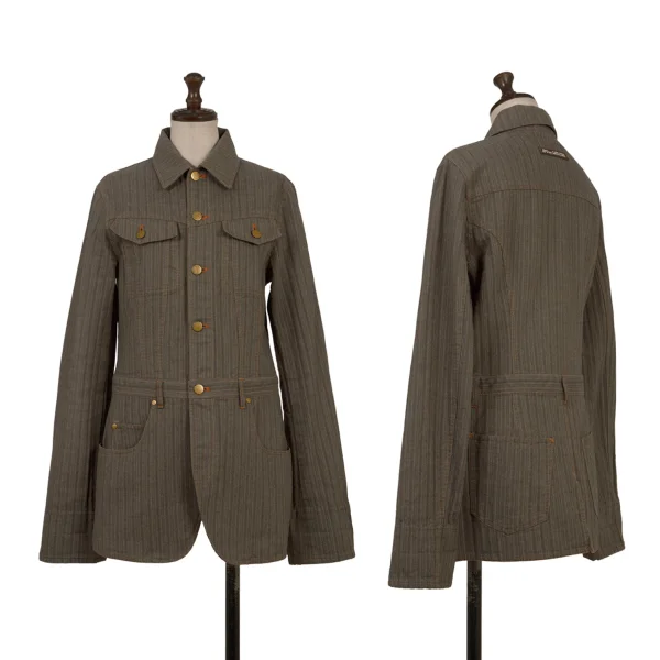 JPG by GAULTIER Striped Weave Coverall Jacket Mocha 42 K-174655_001