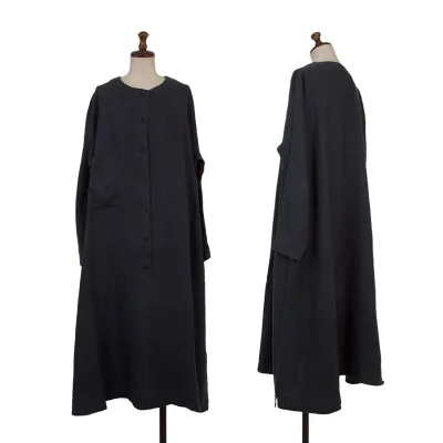 Y's Linen Collarless Pullover Dress