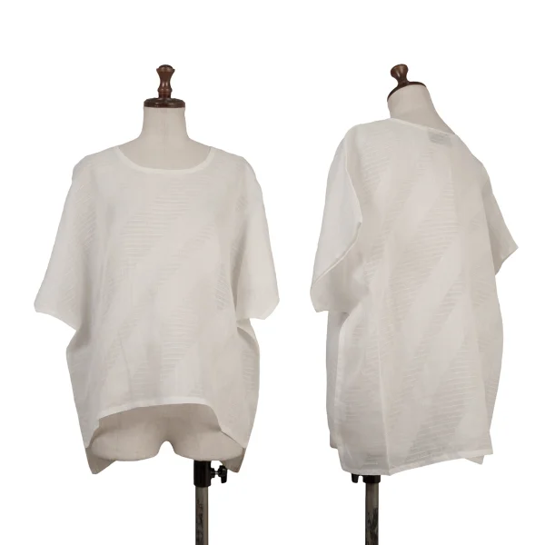 JUNKO KOSHINO Linen Bias Sheer Top White 9 K-174659_001