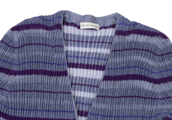 ETRO Linen Blend Stripe Glitter Rib Knit Long Cardigan K-174669_003